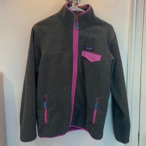 PATAGONIA Women's Grey and Pink Synchilla® Fleece Zip Jacket